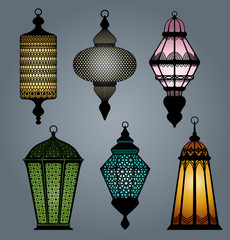 High quality vector set of arabic lantern part 2