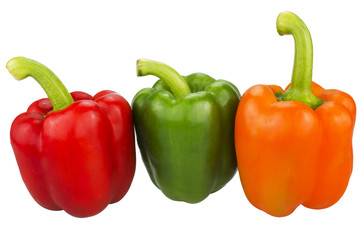 bell peppers over white background