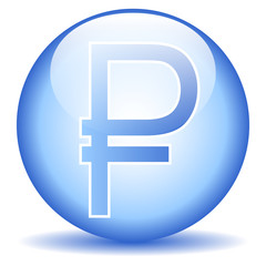 Fototapeta premium Russian ruble symbol button