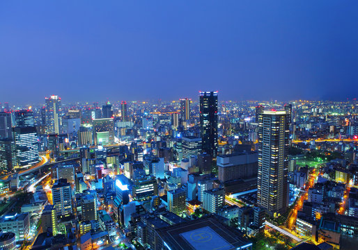 Osaka city at night