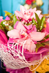 bouquet of pink orchids