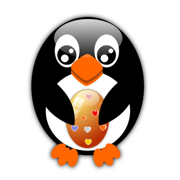 Pinguino con uovo di Pasqua