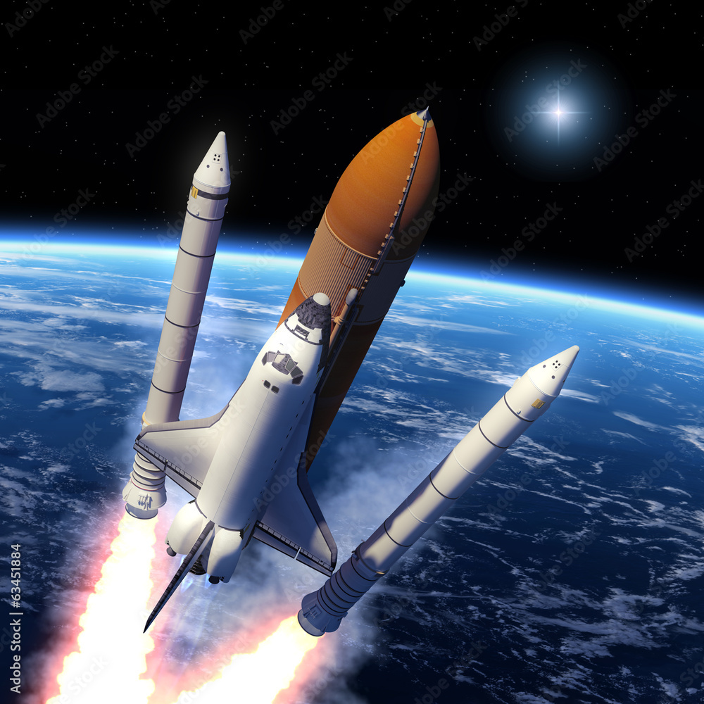 Wall mural space shuttle solid rocket boosters separation