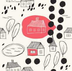 Grunge drawn background Seamless decorative pattern