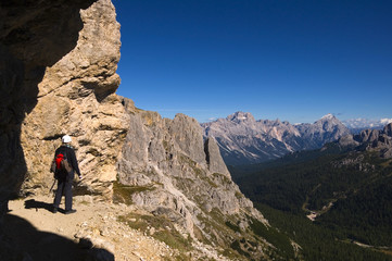 Fototapeta na wymiar Bergsteiger in den Dolomiten - Alpen