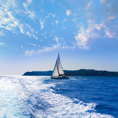 Javea sailboat sailing in Mediterranean Alicante Spain