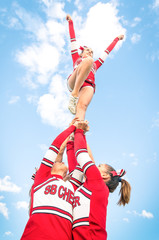 Cheerleaders team during Competition outdoors