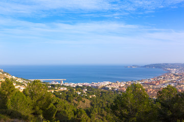 Fototapeta na wymiar Javea Xabia aerial skyline from Molins Alicante Spain