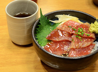 Japanese cuisine, raw tuna on rice