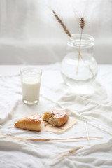 Cabbage Bun with glass of milk
