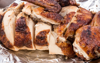 Grilled chicken in foil