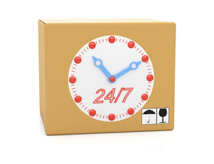 Cardboard box with clock face