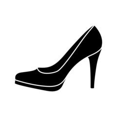 Black and white lady's shoe icon.