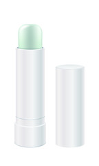 Lip balm vector illustration. Light green lip stick.
