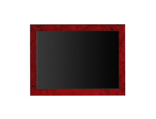 Small wooden framed blackboard isolated on white background