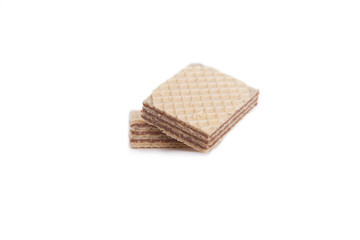 Chocolate wafers on a white background