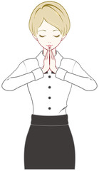女性　手を合わせる　感謝