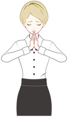 女性　手を合わせる　謝罪