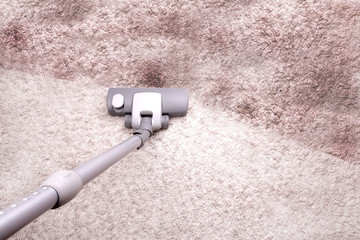 vacuuming very dirty floor