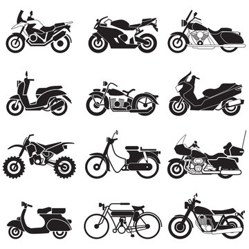 Motorcycle Icons set. Vector EPS10