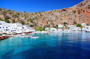 Greek village of Loutro, Crete
