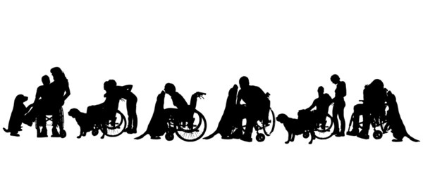 Fototapeta na wymiar Vector silhouette of disabled people.