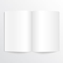 Opened book with blank pages