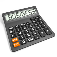 Calculator with BUSINESS on display.