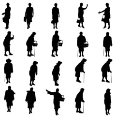 Vector silhouettes of woman.