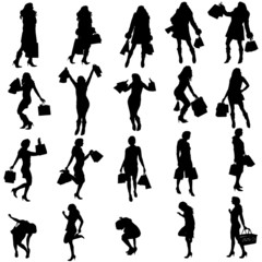 Vector silhouettes of woman.