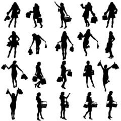 Vector silhouettes of woman.