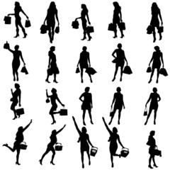 Vector silhouettes of woman.