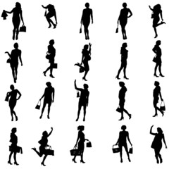Vector silhouettes of woman.