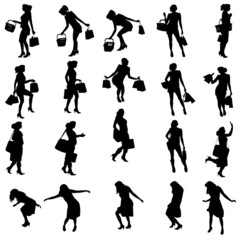 Vector silhouettes of woman.