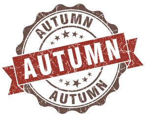 Autumn brown grunge retro style isolated seal