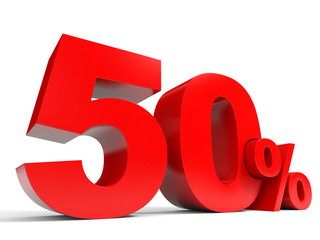 Red fifty percent off. Discount 50%.