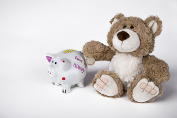 Teddy mit Sparschwein