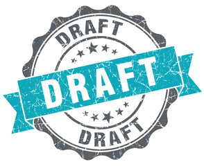 Fototapeta premium Draft blue grunge retro style isolated seal