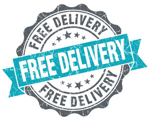 Free delivery turquoise grunge retro style isolated seal