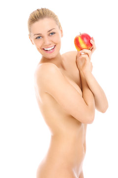 Sensual naked woman and apple