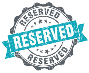 Reserved turquoise grunge retro style isolated seal