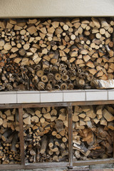 Log store storing winter fuel