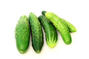 Fresh cucumbers isolated on a white background