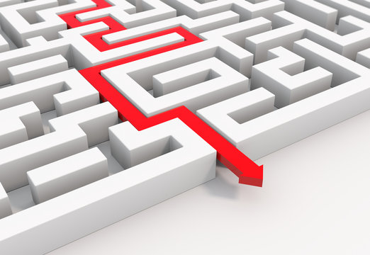 Red Arrow leads through a maze