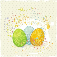 Easter eggs on artistic background