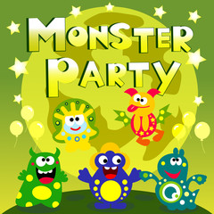 Obraz na płótnie Canvas monster party poster