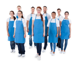 Diverse group of professional cleaners