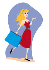 Blonde woman shopping
