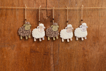Handmade White and Black Sheep Hanging Decoration