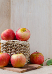 apples on wooden background